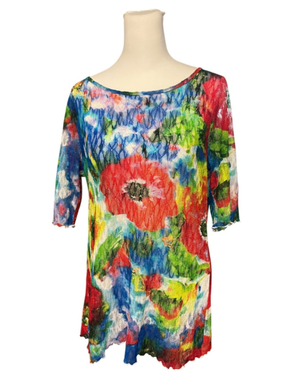 Snoskins Colorful Semi Sheer Gauzy Blouse Size Large - Picture 3 of 6